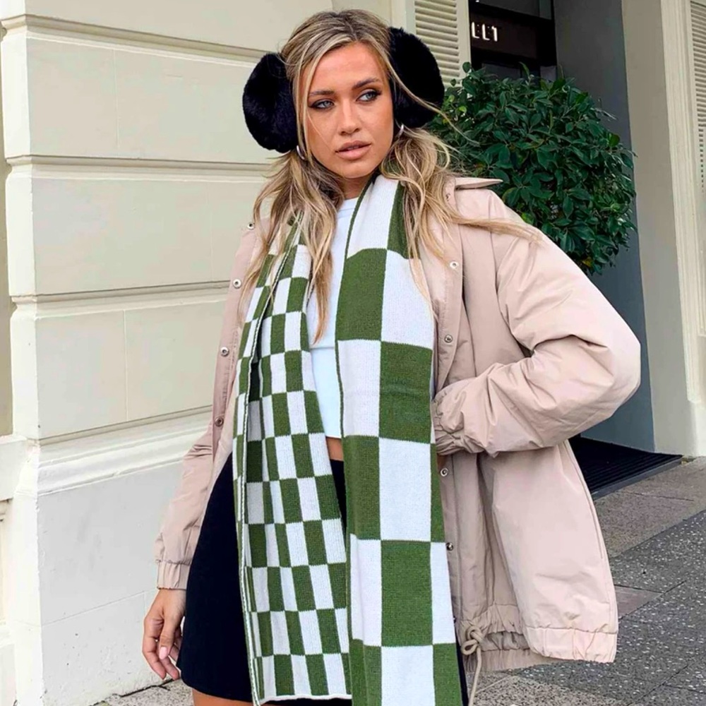 Sage Check Scarf Green / White Princess Polly